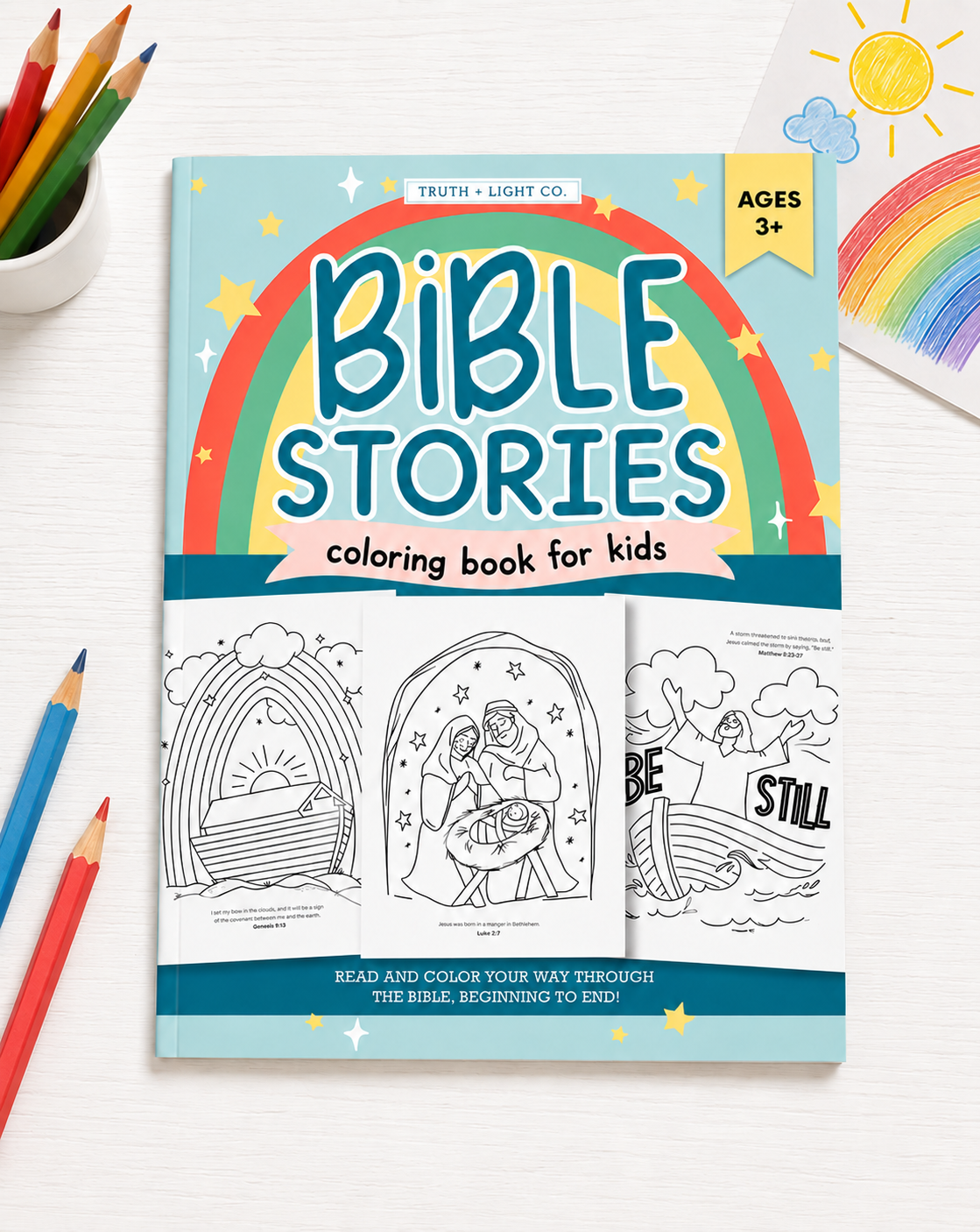 The Bible Stories Christian Coloring Book for Kids: Read and Color Your Way Through the Bible, Beginning to End