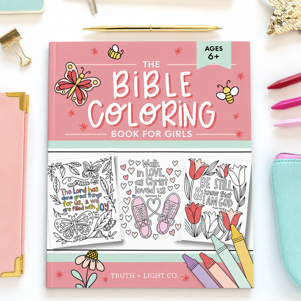 The Bible Coloring Book for Girls: Color 40 Cute Designs of Inspirational Verses & Christian Artwork
